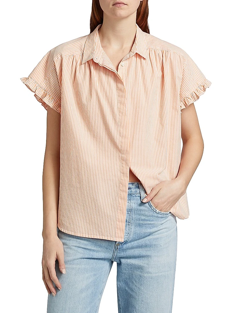 Noah Cotton & Silk Striped Button-Front Shirt