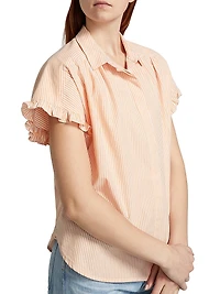 Noah Cotton & Silk Striped Button-Front Shirt