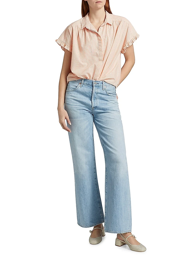 Noah Cotton & Silk Striped Button-Front Shirt