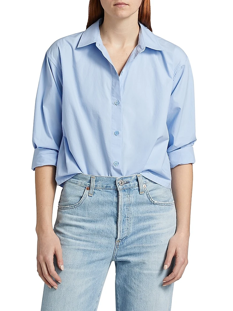 Jessie Cotton Button-Front Crop Top