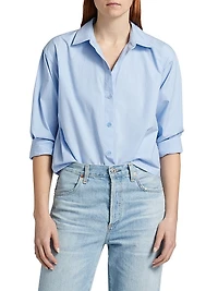 Jessie Cotton Button-Front Crop Top