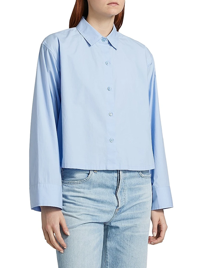 Jessie Cotton Button-Front Crop Top