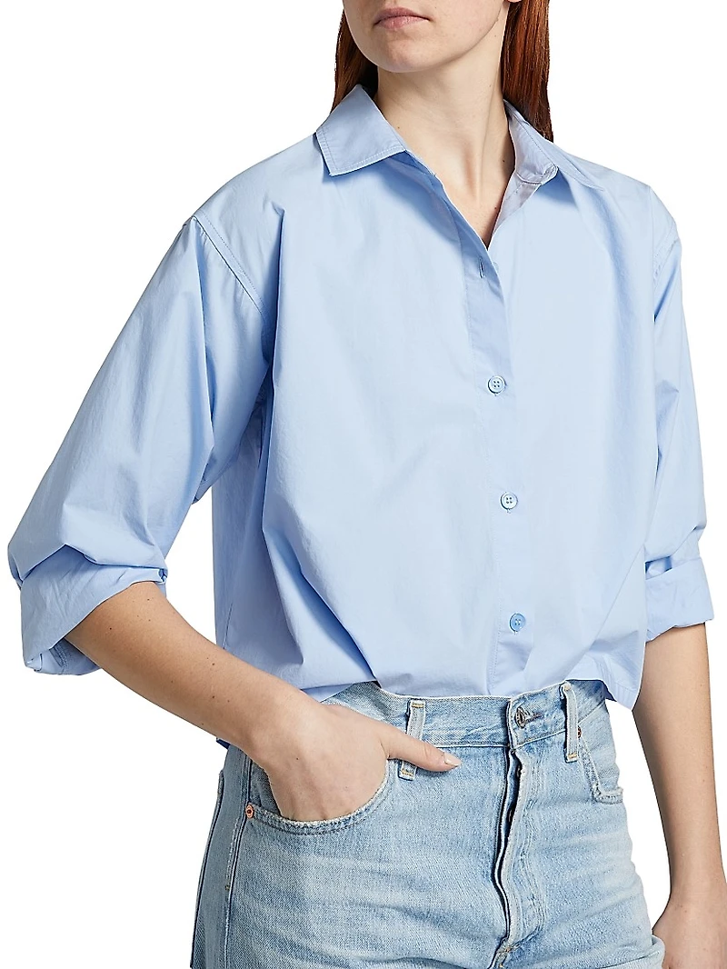 Jessie Cotton Button-Front Crop Top