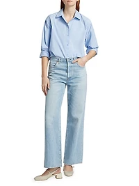 Jessie Cotton Button-Front Crop Top