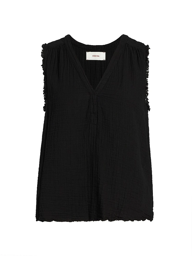 Evva Cotton Gauze Raw-Edge Top