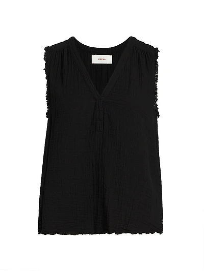 Evva Cotton Gauze Raw-Edge Top
