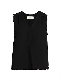 Evva Cotton Gauze Raw-Edge Top