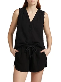 Evva Cotton Gauze Raw-Edge Top