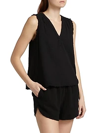 Evva Cotton Gauze Raw-Edge Top