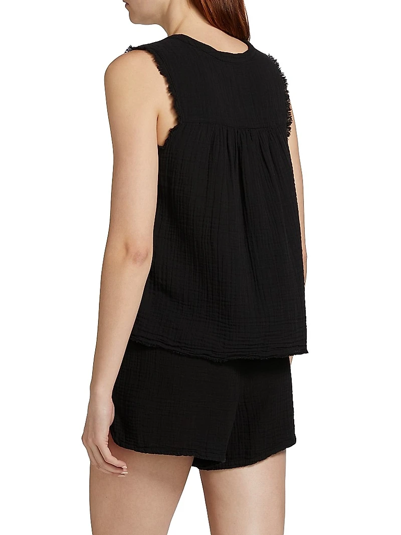 Evva Cotton Gauze Raw-Edge Top