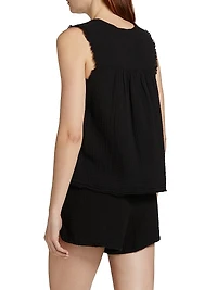 Evva Cotton Gauze Raw-Edge Top