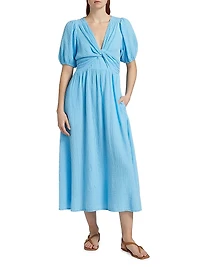 Lawsyn Cotton Twist-Front A-Line Midi-Dress