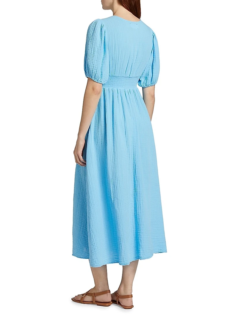 Lawsyn Cotton Twist-Front A-Line Midi-Dress