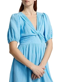 Lawsyn Cotton Twist-Front A-Line Midi-Dress