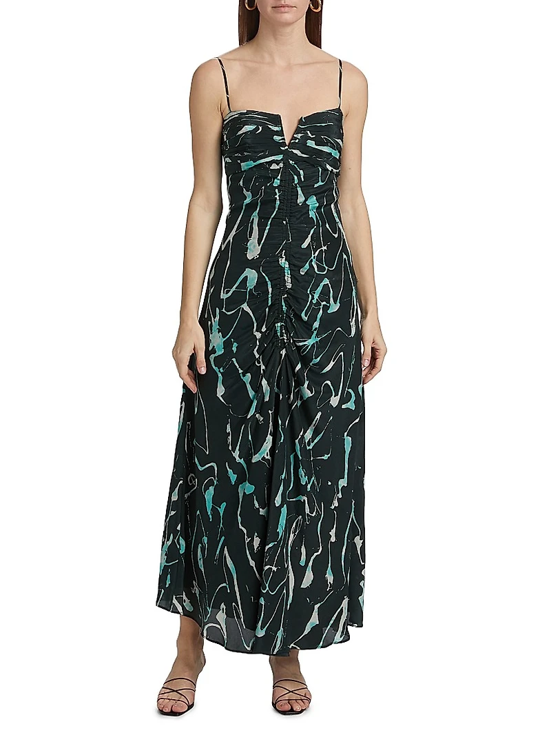 Castelli Toribia Ruched Abstract Maxi Dress