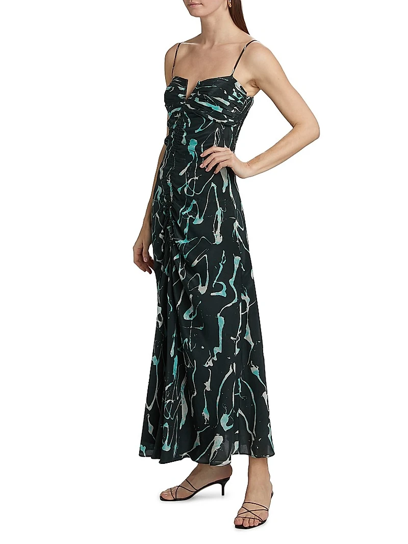 Castelli Toribia Ruched Abstract Maxi Dress