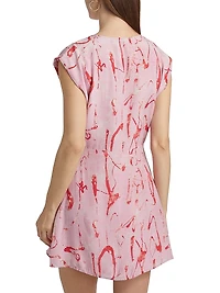 Castelli Tora Abstract Silk A-Line Minidress