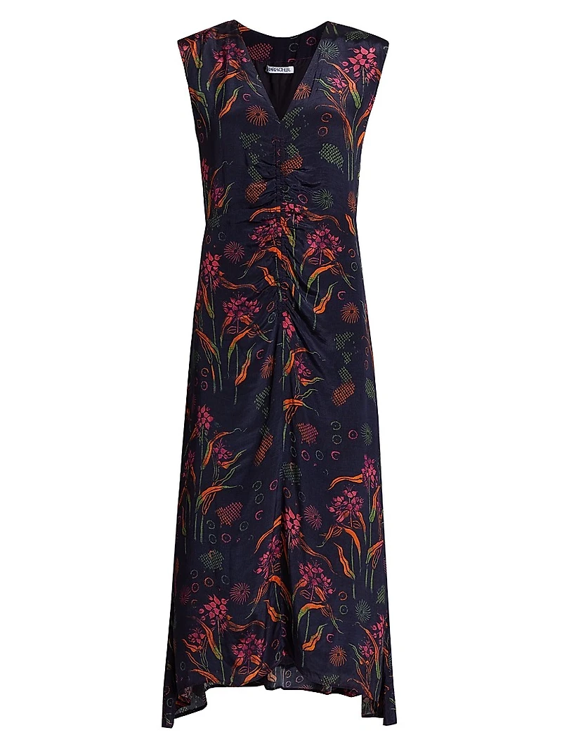 Arrecifes Tora Abstract Floral Midi-Dress