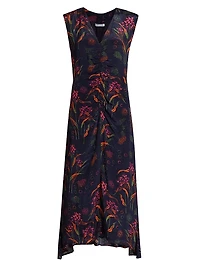 Arrecifes Tora Abstract Floral Midi-Dress