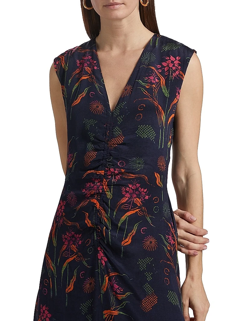 Arrecifes Tora Abstract Floral Midi-Dress