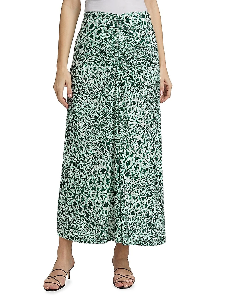 Baradero Anna Ruched Abstract Midi-Skirt