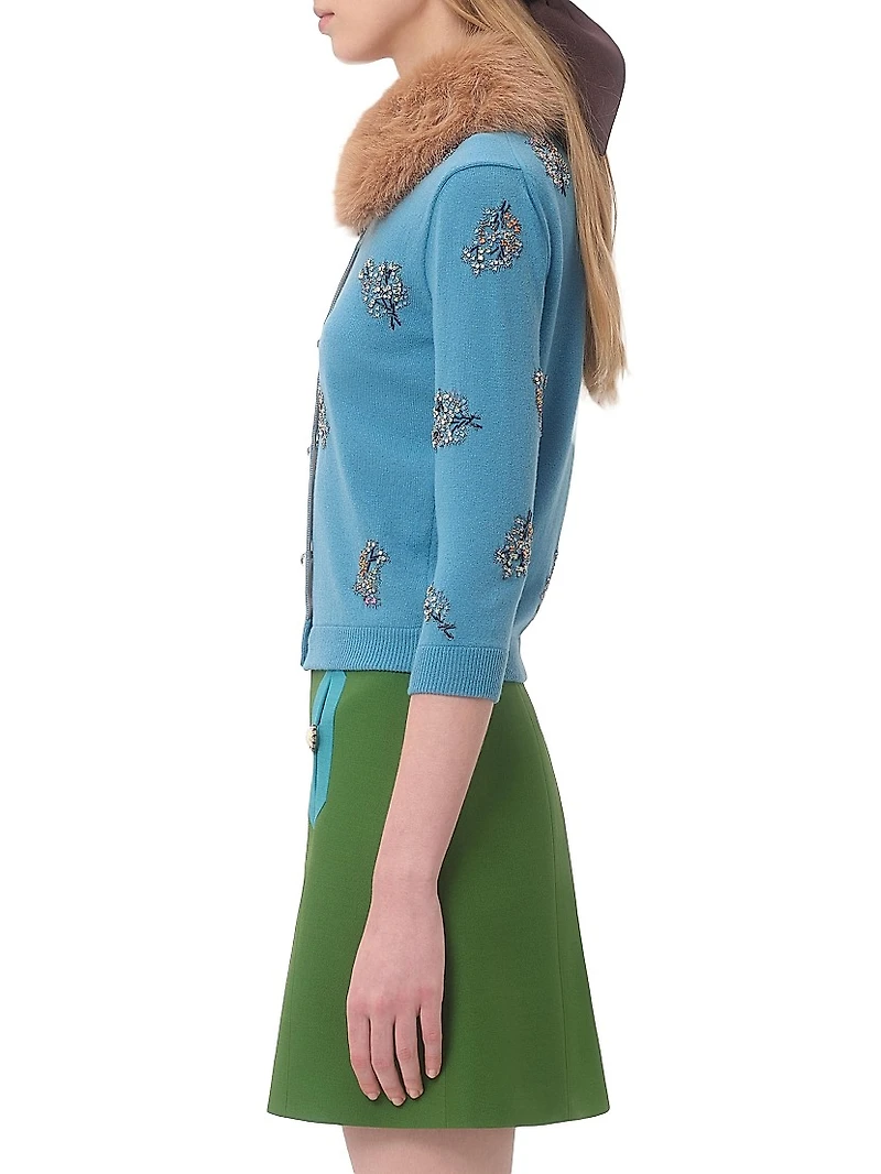 Embroidered Wool Cardigan