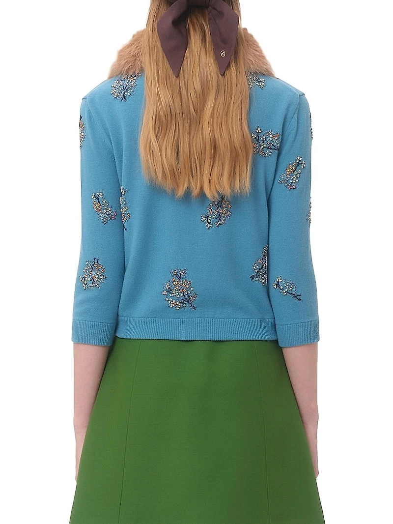Embroidered Wool Cardigan