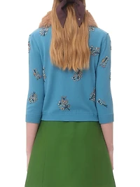 Embroidered Wool Cardigan