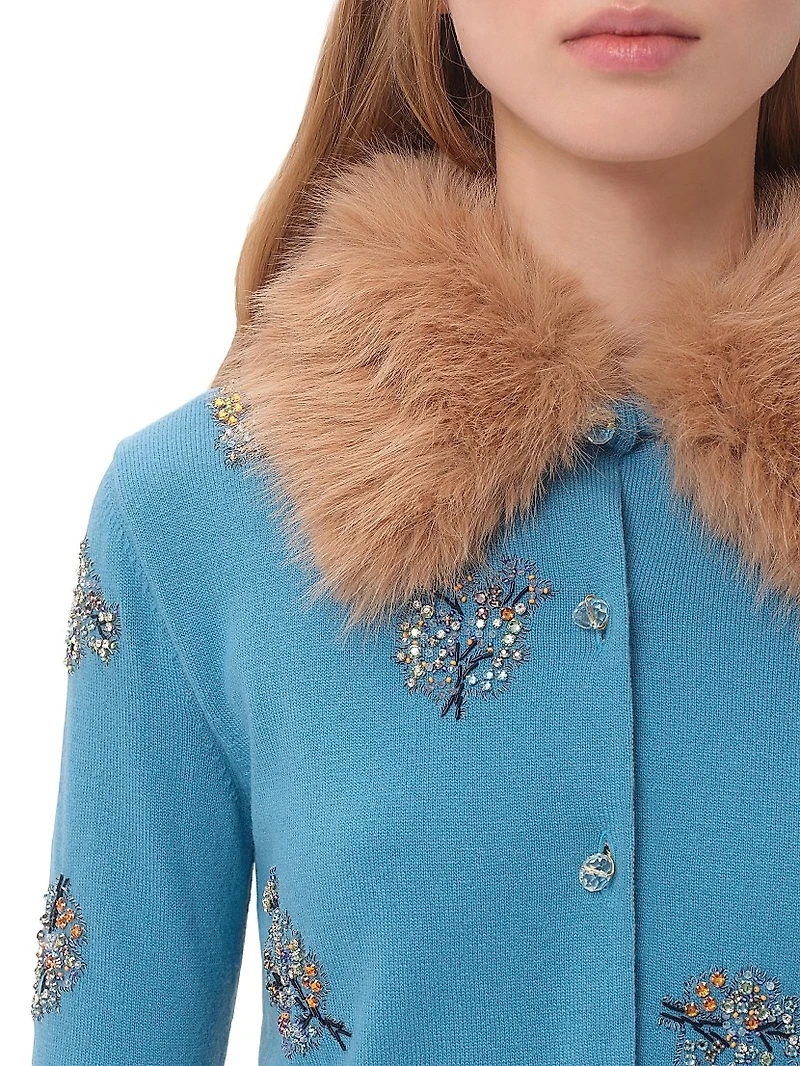 Embroidered Wool Cardigan