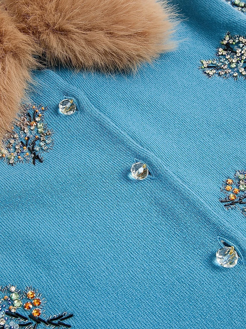 Embroidered Wool Cardigan