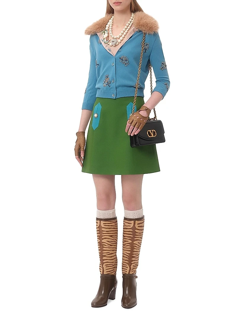 Embroidered Wool Cardigan