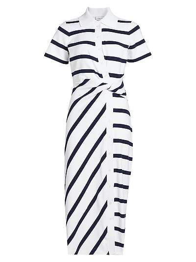 Ellicot Striped Stretch Cotton Shirtdress