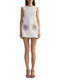 Jacquard 3D Flower Pocket A-Line Minidress