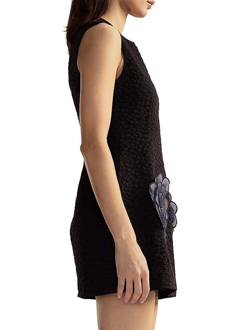 Jacquard 3D Flower Pocket A-Line Minidress