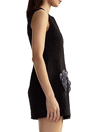 Jacquard 3D Flower Pocket A-Line Minidress