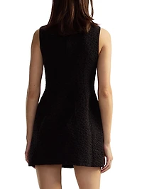 Jacquard 3D Flower Pocket A-Line Minidress