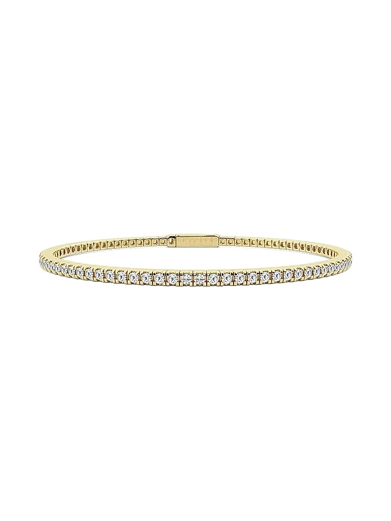 14K Yellow Gold & Natural Diamond Flexible Bangle/2.00-5.00 TCW