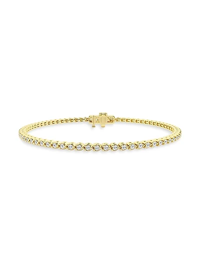 14K Yellow Gold & Natural Diamond Tennis Bracelet/1.00-10.00 TCW