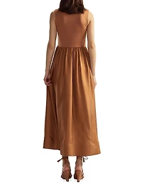 Stretch Silk Zip-Front Maxi Dress