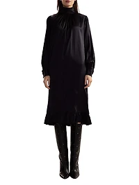 Ruffled Silk Charmeuse Midi-Dress