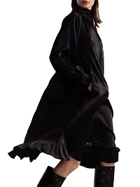 Ruffled Silk Charmeuse Midi-Dress