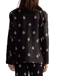 Floral Silk Twill Notch-Lapel Blazer