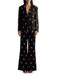 Floral Silk Twill Notch-Lapel Blazer