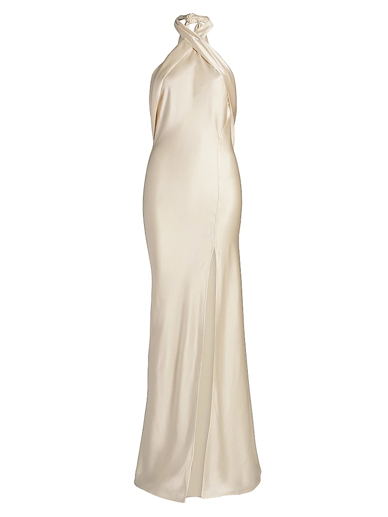 Darcy Satin Halterneck Gown