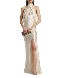 Darcy Satin Halterneck Gown