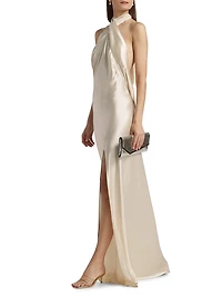 Darcy Satin Halterneck Gown