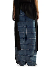 Windowpane Flared High-Rise Jeans