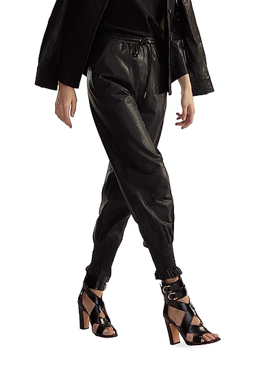 Leather Drawstring Joggers