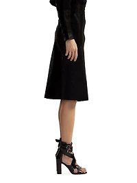 Leather High-Waisted Back-Slit Midi-Skirt