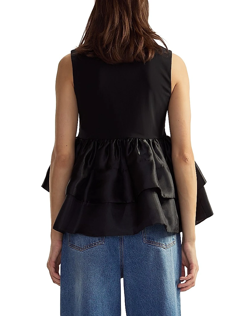 V-Neck Organza Flower Top